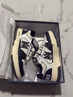 AMIRI Black and Cream Designer Low-Top Sneakers
